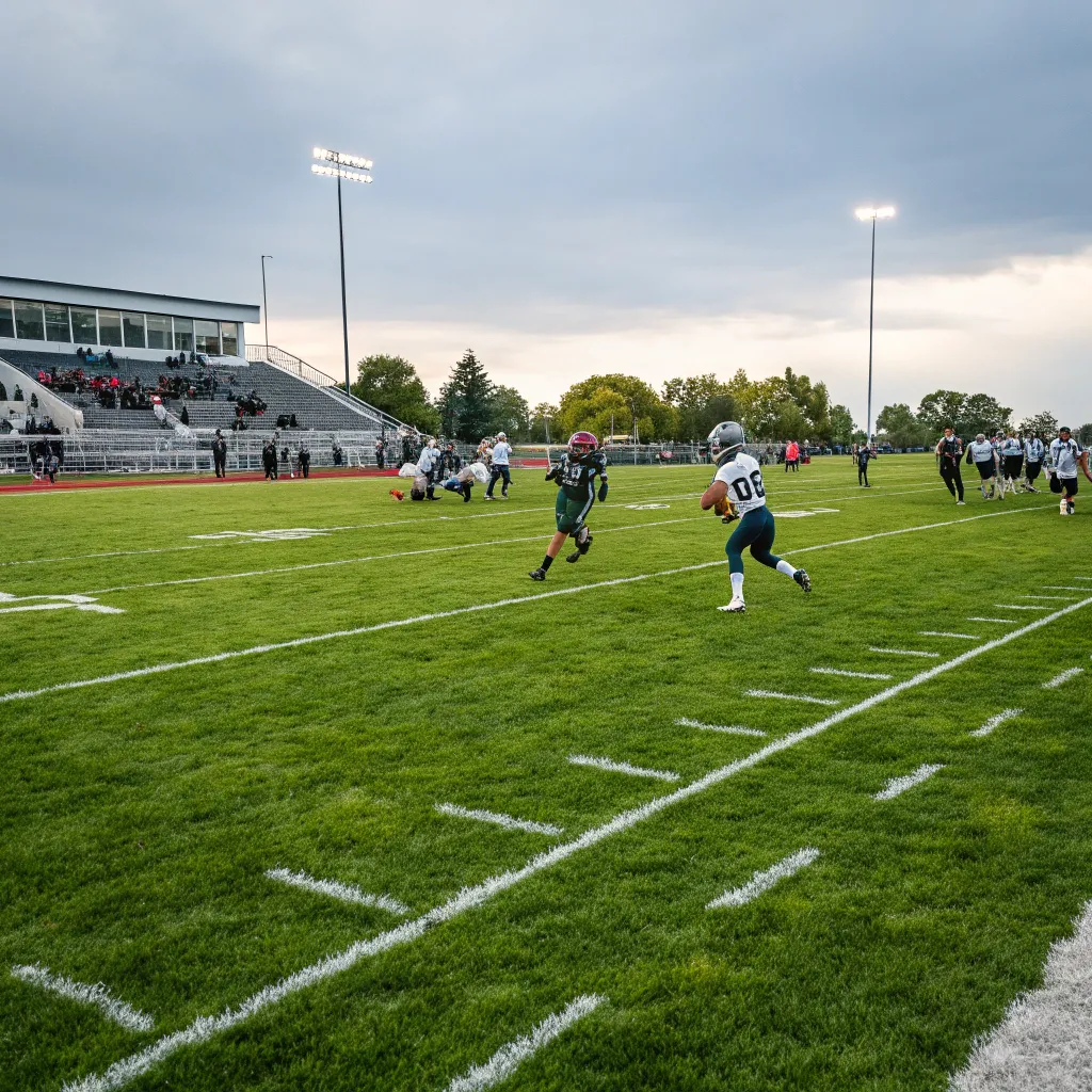 Football field with players